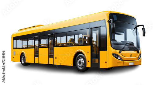 White yellow tour bus isolated on transparent background