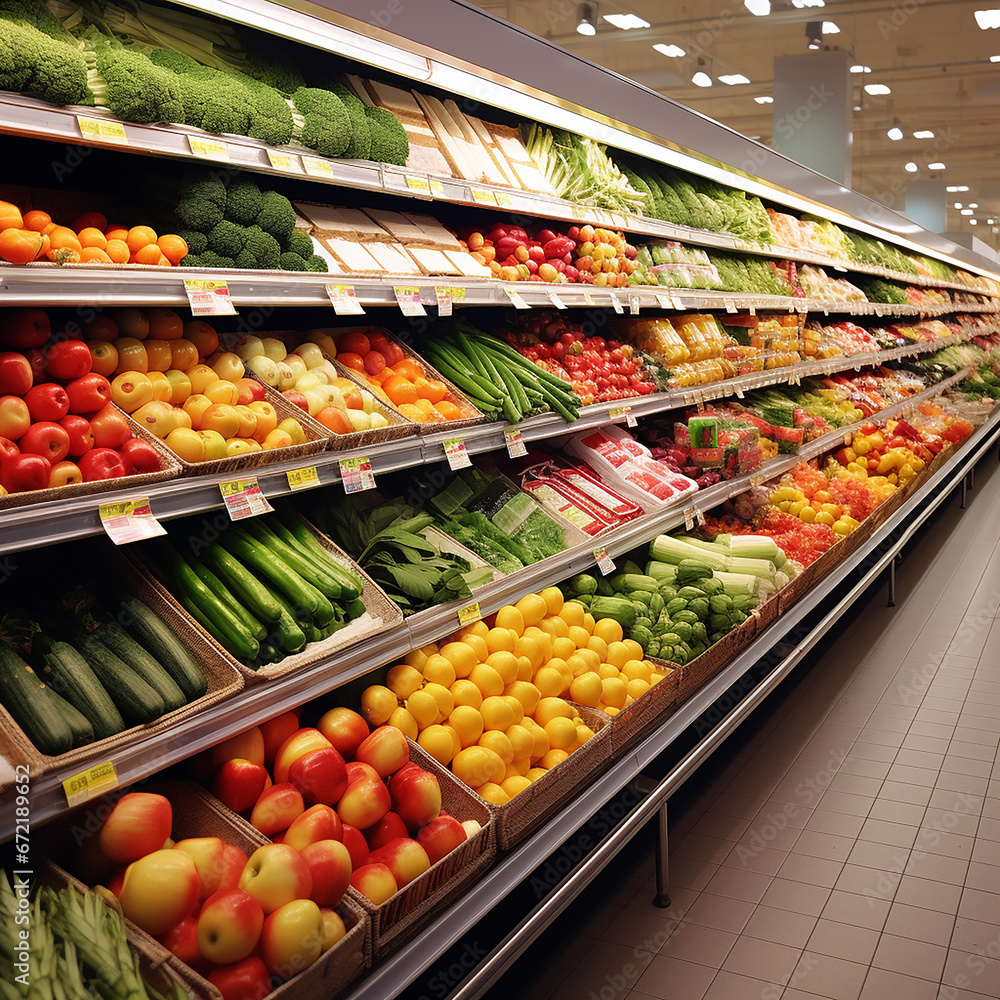 Abundance of healthy food choices in supermarket