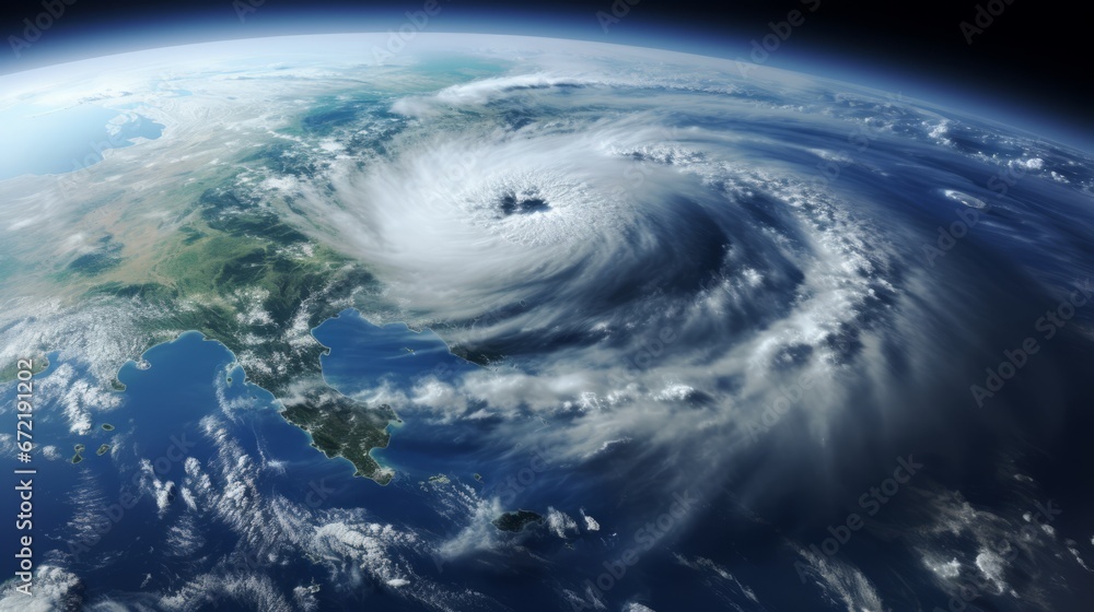 Satellite view of a massive tropical cyclone over Europe