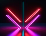 3d render, abstract, minimalist, geometric glowing neon arrows background ai generative