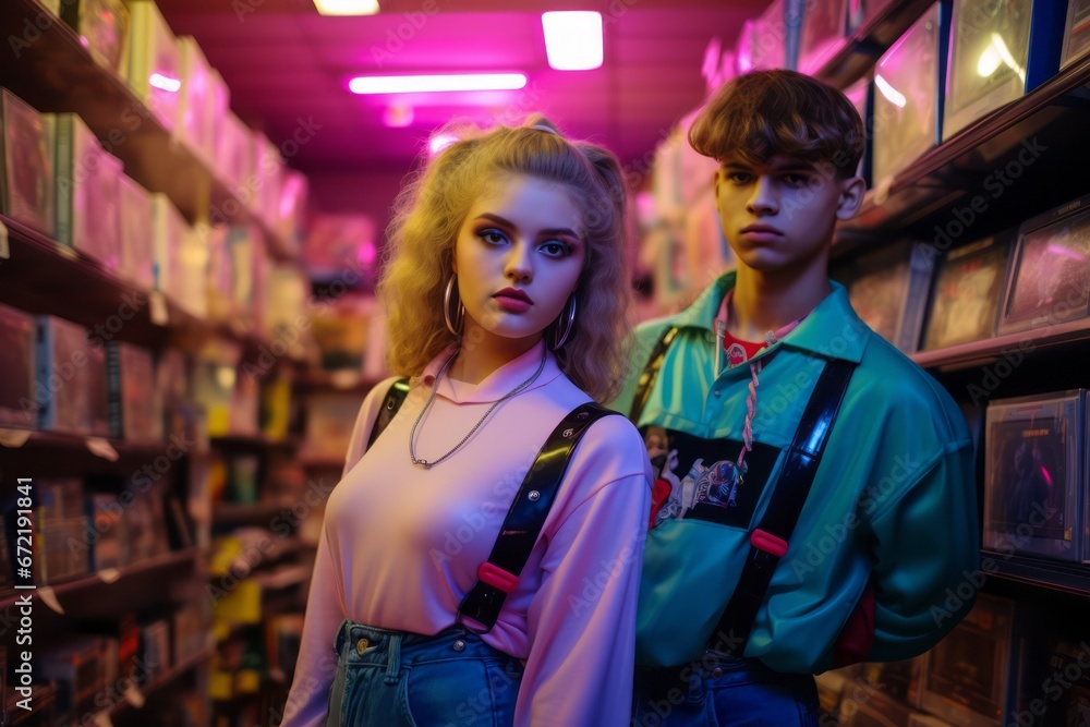 Nostalgic Tunes: Youth Embracing 90s Aesthetics in a Vinyl Record Store Nostalgic Tunes: Youth Embracing 90s Aesthetics in a Vinyl Record Store