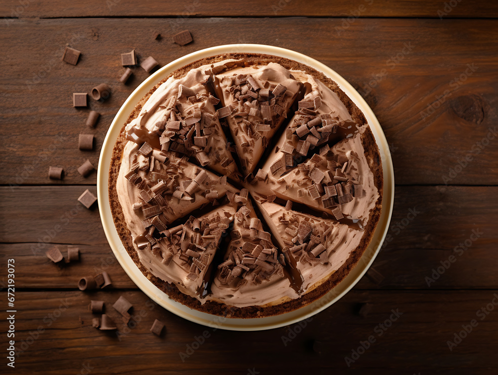 Chololate ice cream cake on wooden table Chololate ice cream cake on wooden table