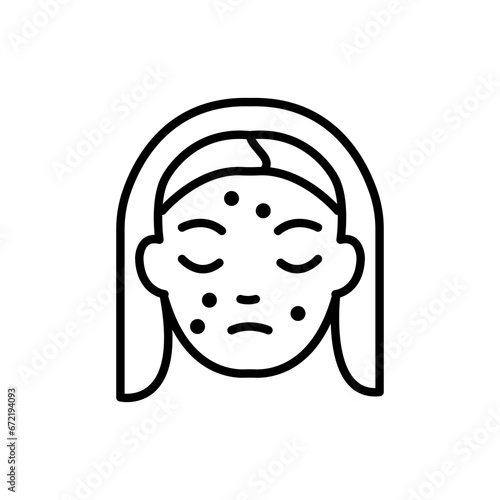 Dull skin outline icon. Woman having the trouble on her skin, She look unhappy. For presentation, graphic design, mobile application or UI. Vector Illustration.