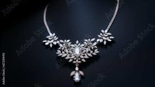 silver necklace with diamonds generated by AI