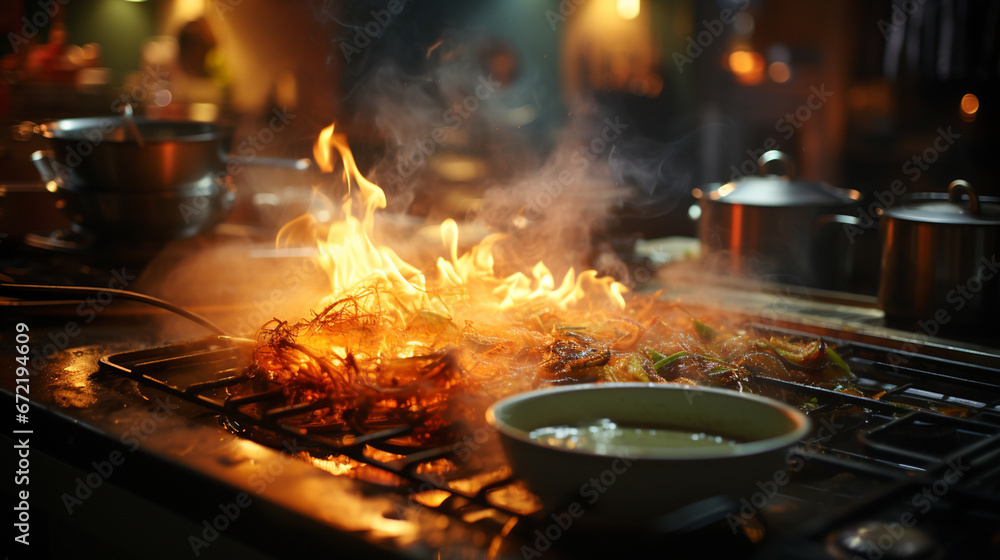 Fire in the kitchen. Fire in the kitchen.