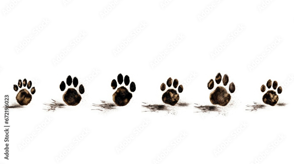 Dog Footprints on a Clean White Surface: Follow Your Canine Friend's Path." - obrazy, fototapety, plakaty 