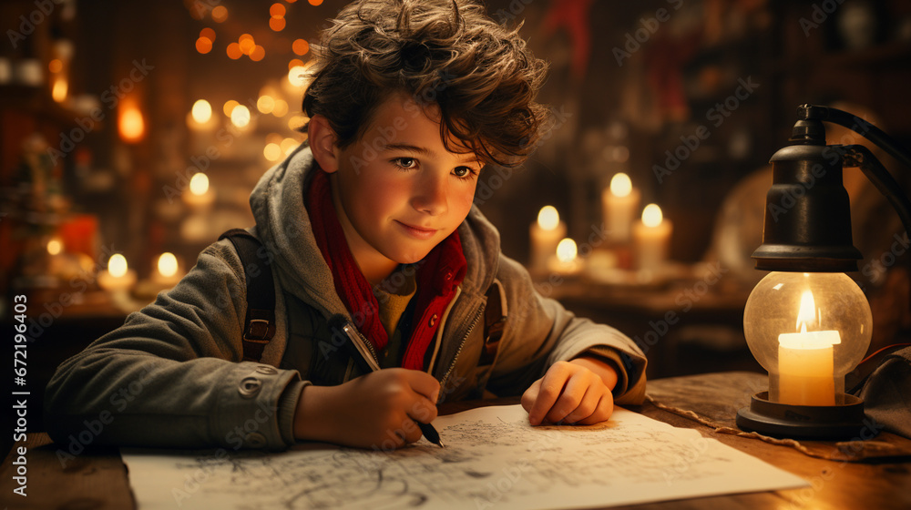 Boy writing a letter to Santa Claus. Boy writing a letter to Santa Claus.