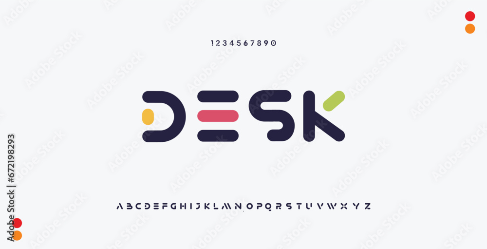 Obraz premium DESK Modern abstract digital alphabet colorful font minimal technology typography creative urban. vector illustration
