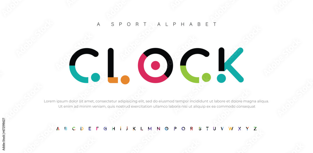 CLOCK Abstract sport modern alphabet fonts. Typography technology electronic sport digital game music future creative font. vector illustration
 - obrazy, fototapety, plakaty 