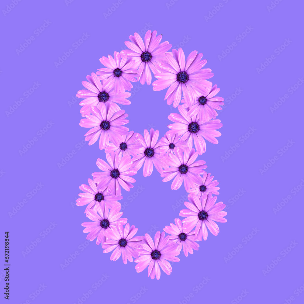 8 March International Women's Day concept banner or background design with daisy flowers