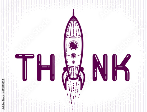 Think word with pencil inst...