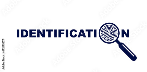 Finger print with magnifying glass vector simple logo or icon, incognito man concept, unidentified person, people search, biometric identification.
