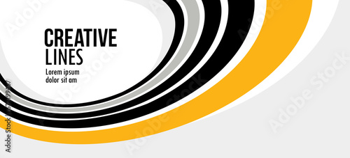Creative lines vector abstract background, 3D perspective linear graphic design composition, stripes in dimensional rotation poster or banner.