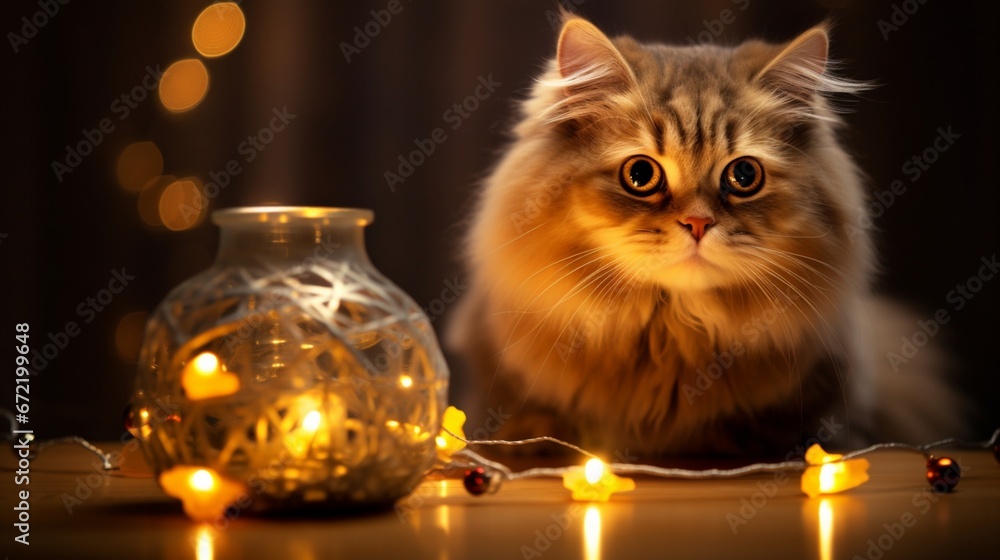 cat and candle  generated by AI