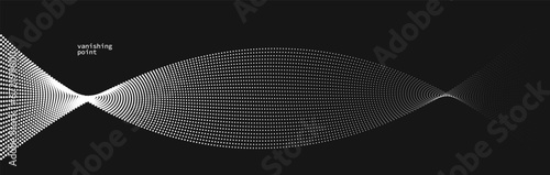Smooth and relaxing shape vector abstract background with wave of flowing particles over black  curve lines of dots in motion  tranquil and soft image.