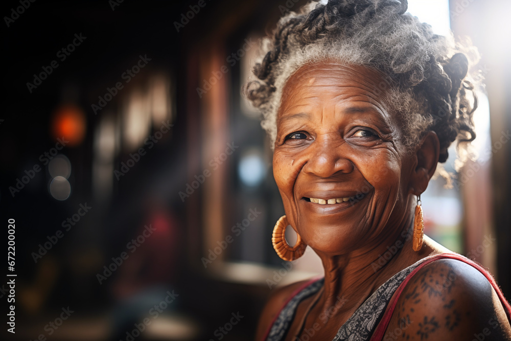 Smiling elderly black woman. Old person. AI. Smiling elderly black woman. Old person. AI.