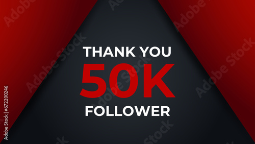 Thank you 50k followers congratulation template banner. 50k celebration subscribers template for social media.