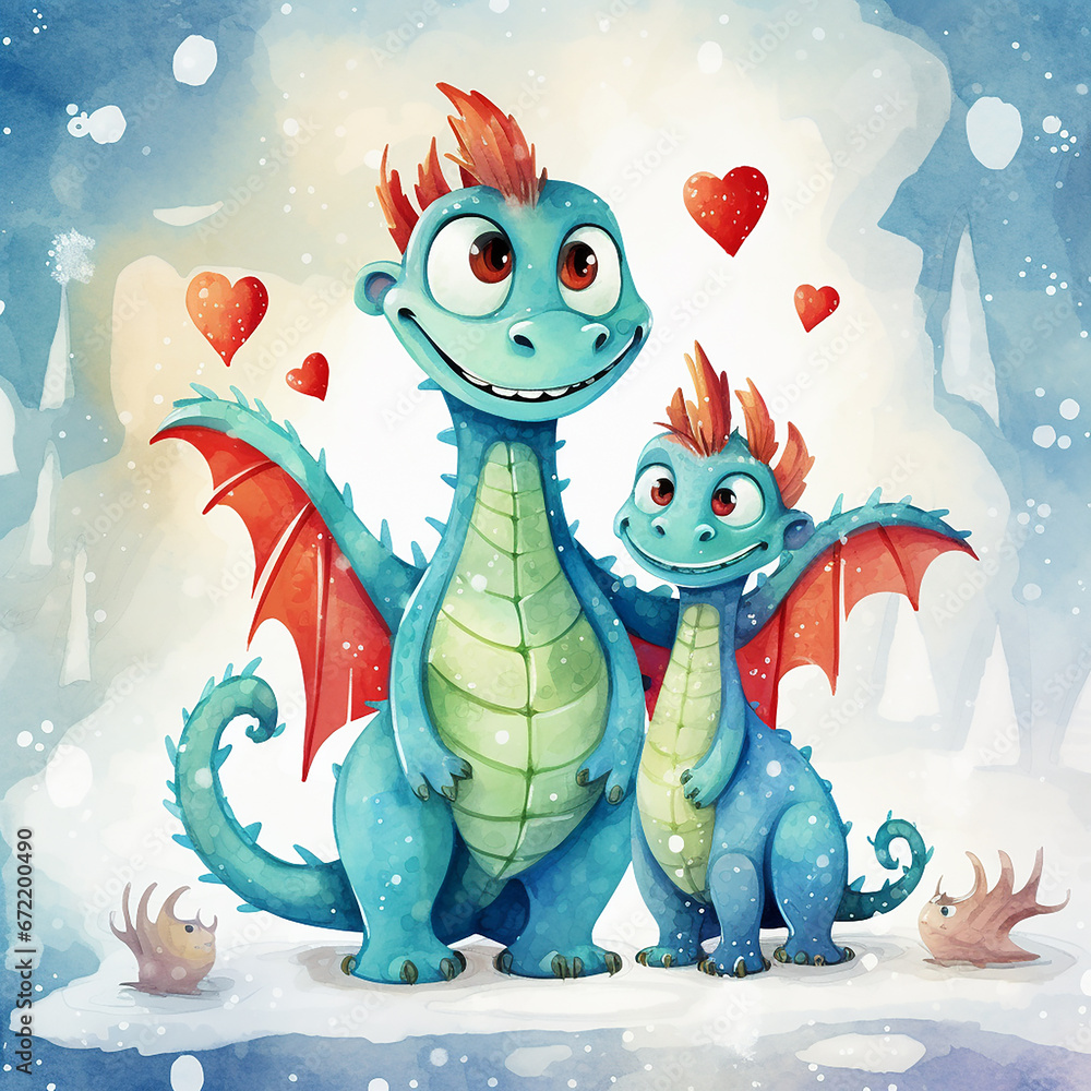Fototapeta premium Сute dragons clipart