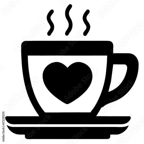 Coffee icon with heart shape