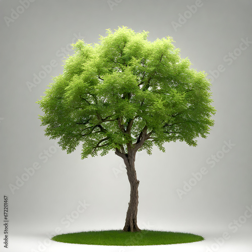Green tree isolated on white background. ai generative