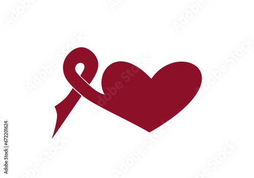 Icono de lazo rojo que desemboca en un corazón en señal de solidaridad con las personas con SIDA