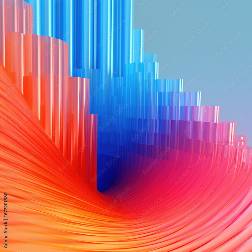 Kolorowe abstrakcyjne tło 3d - szklane fale - Colorful abstract 3d background - glass waves -.- AI Generated - obrazy, fototapety, plakaty 