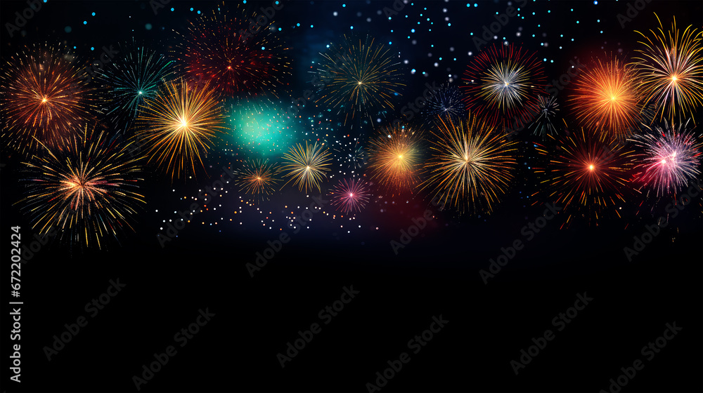 Naklejka premium fireworks on the sky background