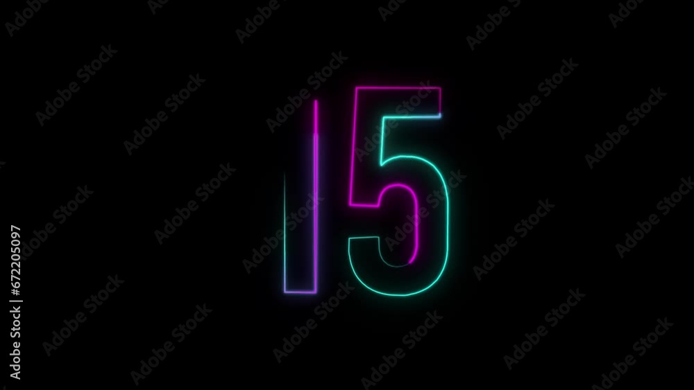 Neon number 15 with alpha channel, neon numbers Neon number 15 with alpha channel, neon numbers