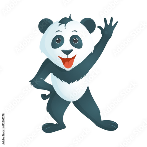 Fototapeta Naklejka Na Ścianę i Meble -  Vector illustration, funny mile panda smiling on a white background. Vector illustration.
