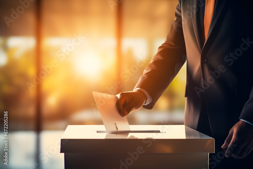 Man with suit voting ai generated art.  photo