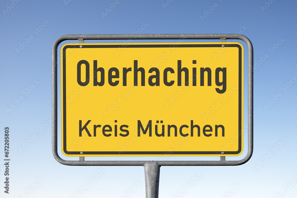 Ortstafel, Gemeinde Oberhaching, (Symbolbild), Kreis München Ortstafel, Gemeinde Oberhaching, (Symbolbild), Kreis München