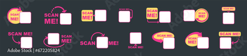 Set of QR codes with scan me. Code for payment. Barcode scan for smartphone.