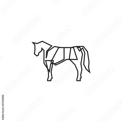 Horse line art for logo creation, Vector illustration of a stallion © Macholicious