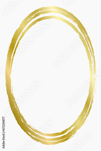 Golden metal oval frame isolated on white. Vector frame for photo. Frame for text, certificate, pictures, diploma 