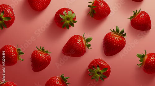 Fresh strawberry seamless pattern. Ripe strawberries isolated on pink. Package design background.