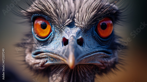 Portrait of a ostrich close-up.