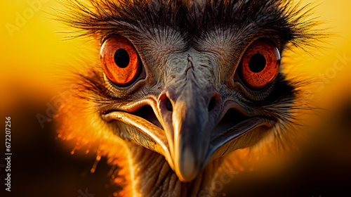 Portrait of a ostrich close-up.
