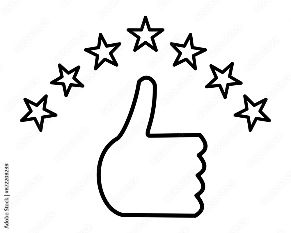 Hand thumb up with seven stars icon outline vector Hand thumb up with seven stars icon outline vector