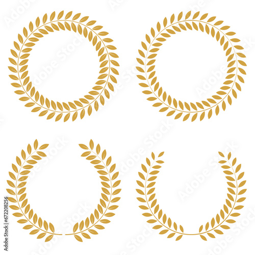 Laurel Wreath Golden Leaves silhouettes symbol of victory