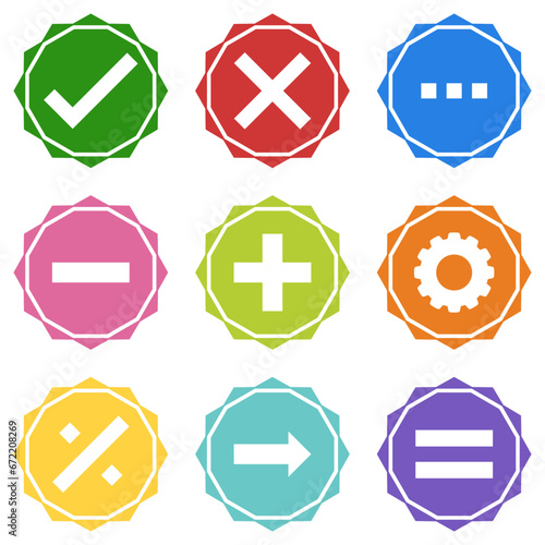 Mathematics right wrong correct customize zigzag star icon set
