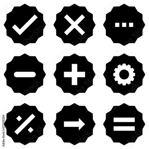 Mathematics right wrong plus divide arrow icon set vector