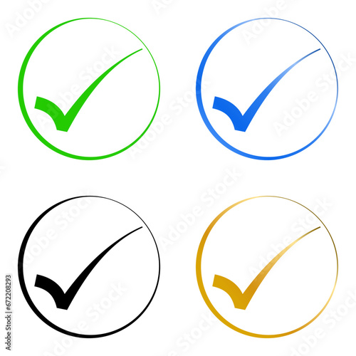 Right correct icon set outline gradient colors circle