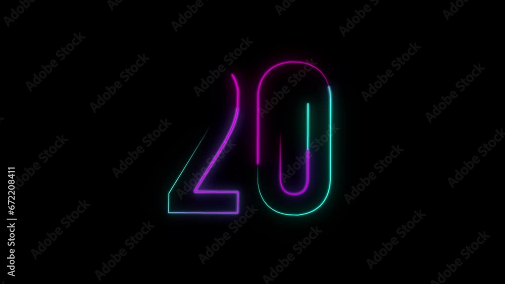 Neon number 20 with alpha channel, neon numbers Neon number 20 with alpha channel, neon numbers