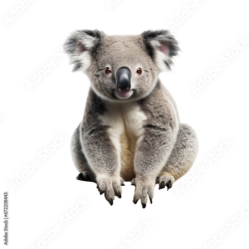 a koala bear sitting on a black background