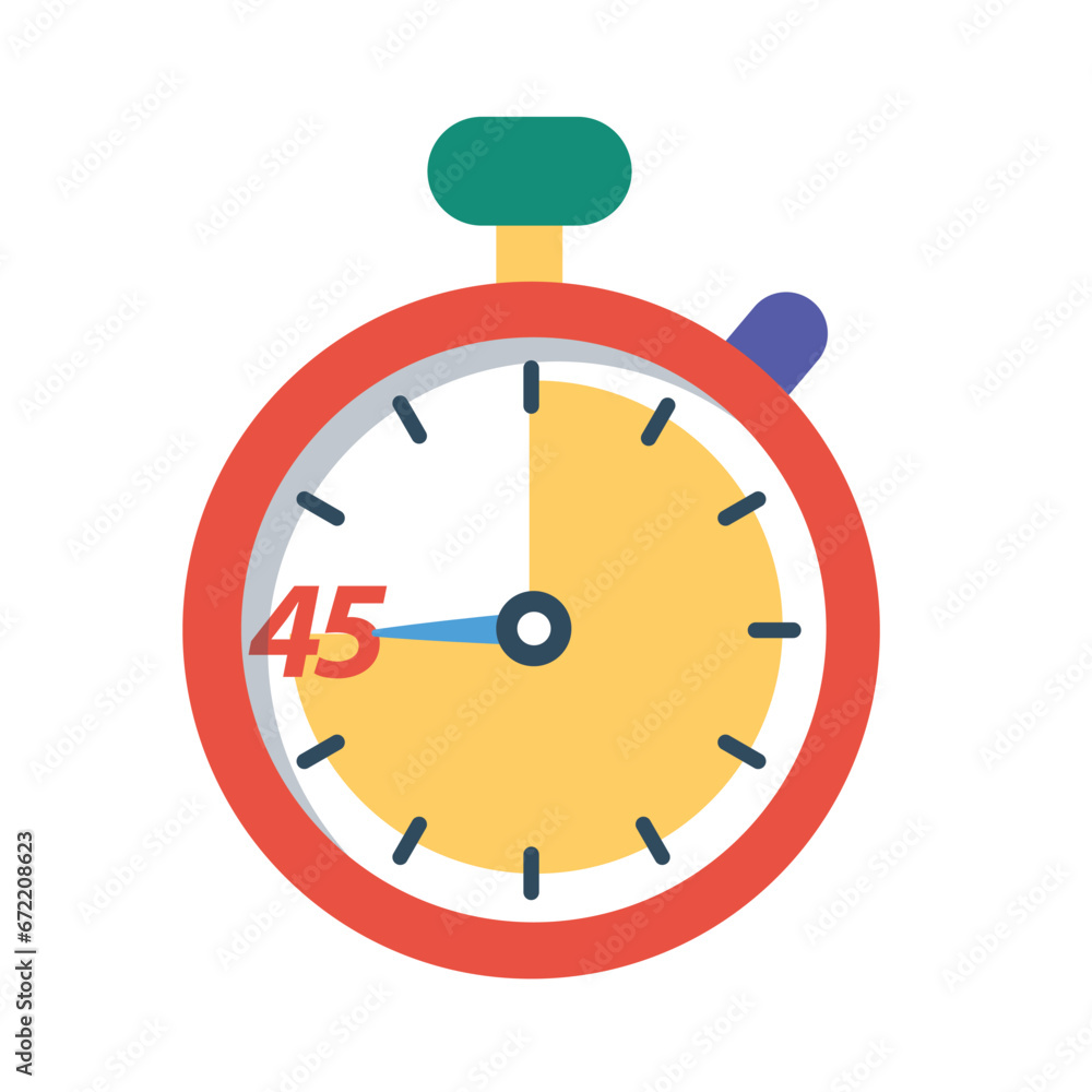Stopwatch Reminder in 45 Minutes or Second, Clock Illustration Stopwatch Reminder in 45 Minutes or Second, Clock Illustration