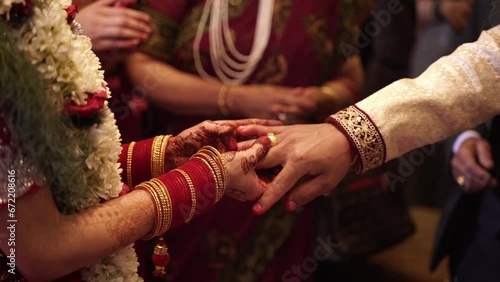 Nepali wedding, ring exchange at Hindu culture, Nepali wedding ringing photo
