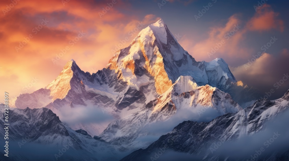 Mountain peak in winter beauty of nature Mountain peak in winter beauty of nature