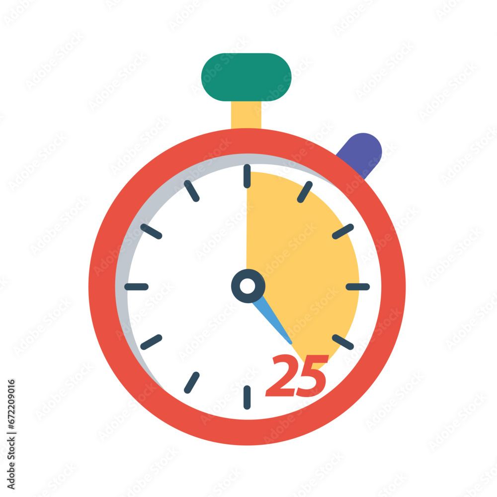 Stopwatch Reminder in 25 Minutes or Second, Clock Illustration Stopwatch Reminder in 25 Minutes or Second, Clock Illustration