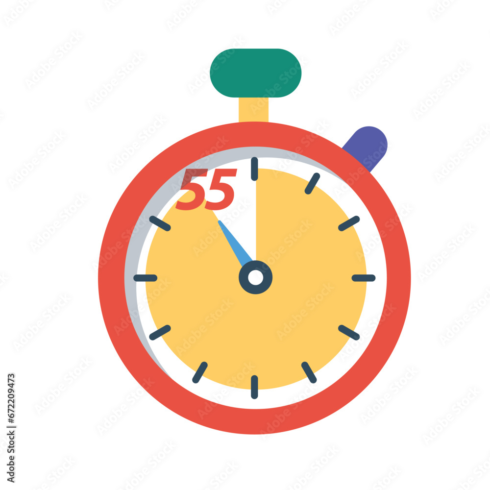 Stopwatch Reminder in 55 Minutes or Second, Clock Illustration Stopwatch Reminder in 55 Minutes or Second, Clock Illustration