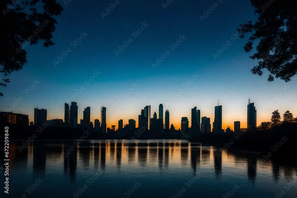 city skyline at sunset  Generated Ai